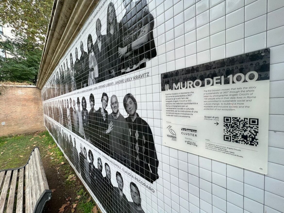 Muro dei 100 particolare del QR Code foto YOurban 2030